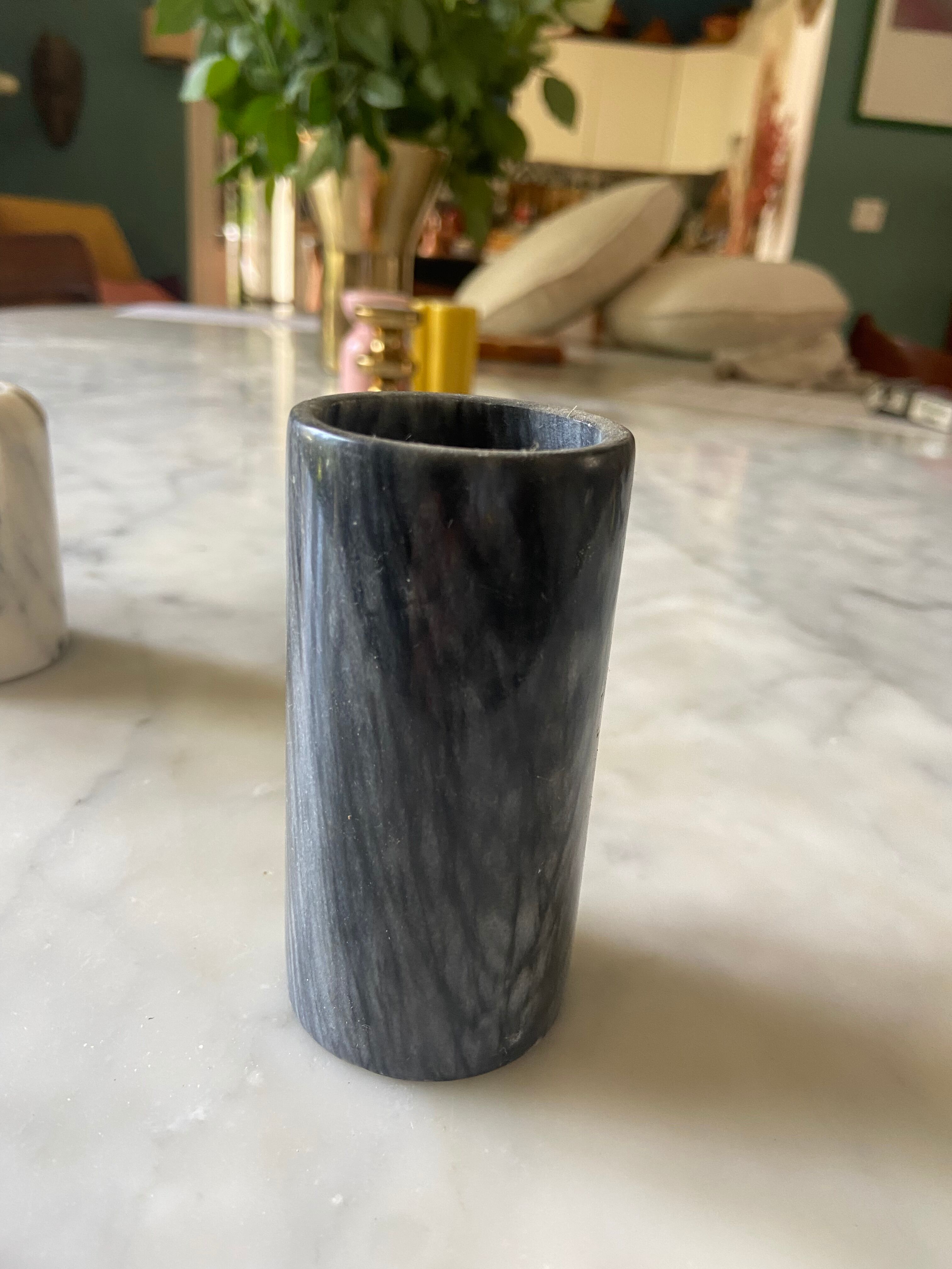 Series of 3 vintage marble candle holders