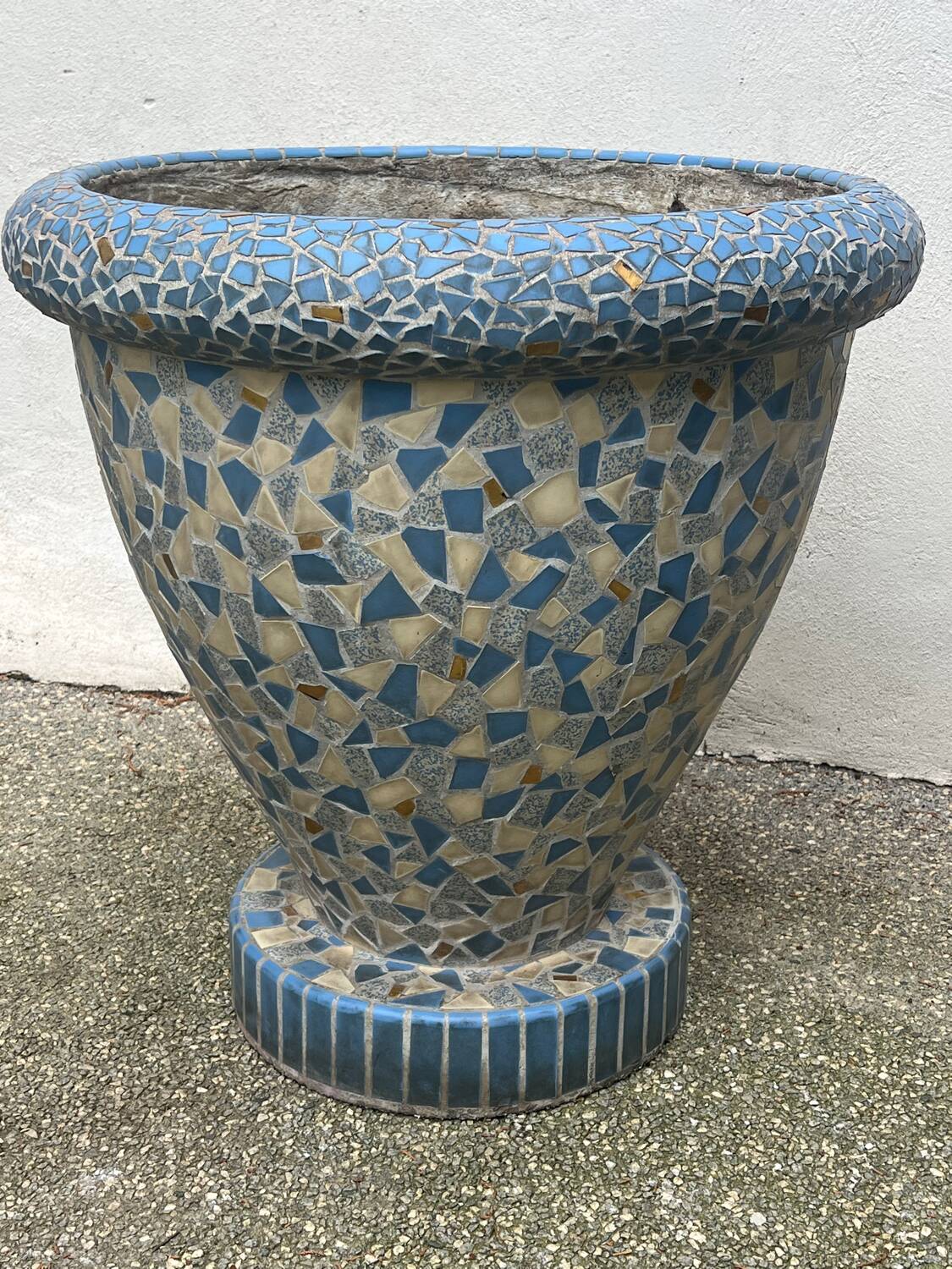 Large antique mosaic pot, 70cm high, from the 1960s