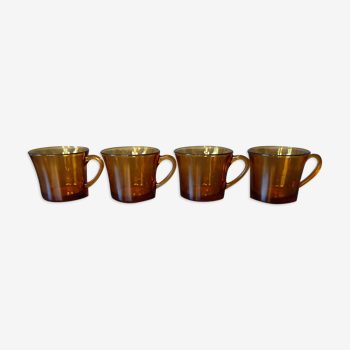 Set 4 cups amber glass Duralex