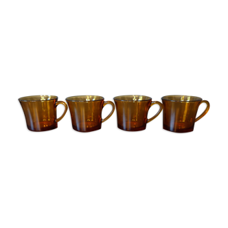 Set 4 cups amber glass Duralex