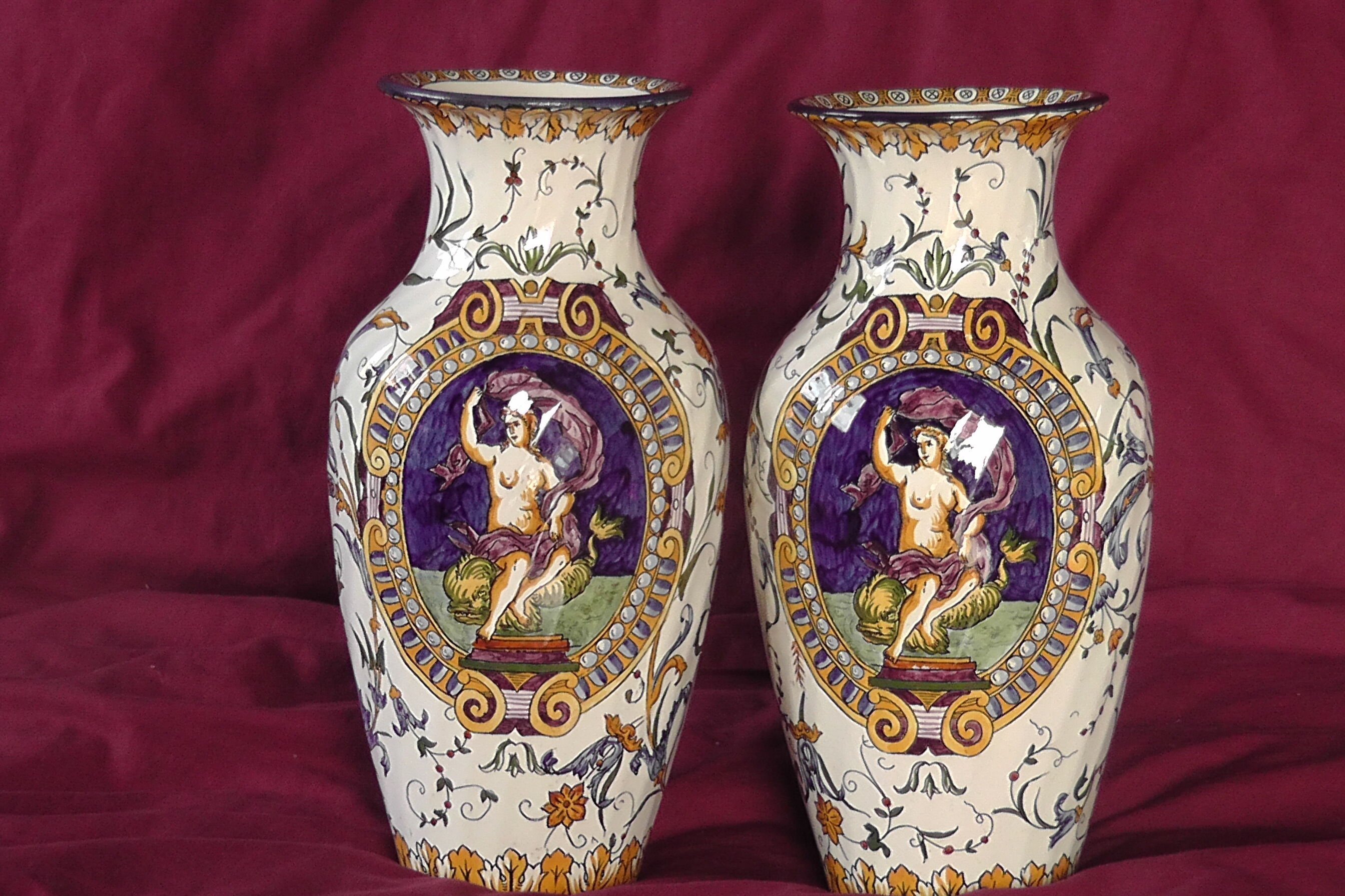Two earthenware vases from Gien late nineteenth century