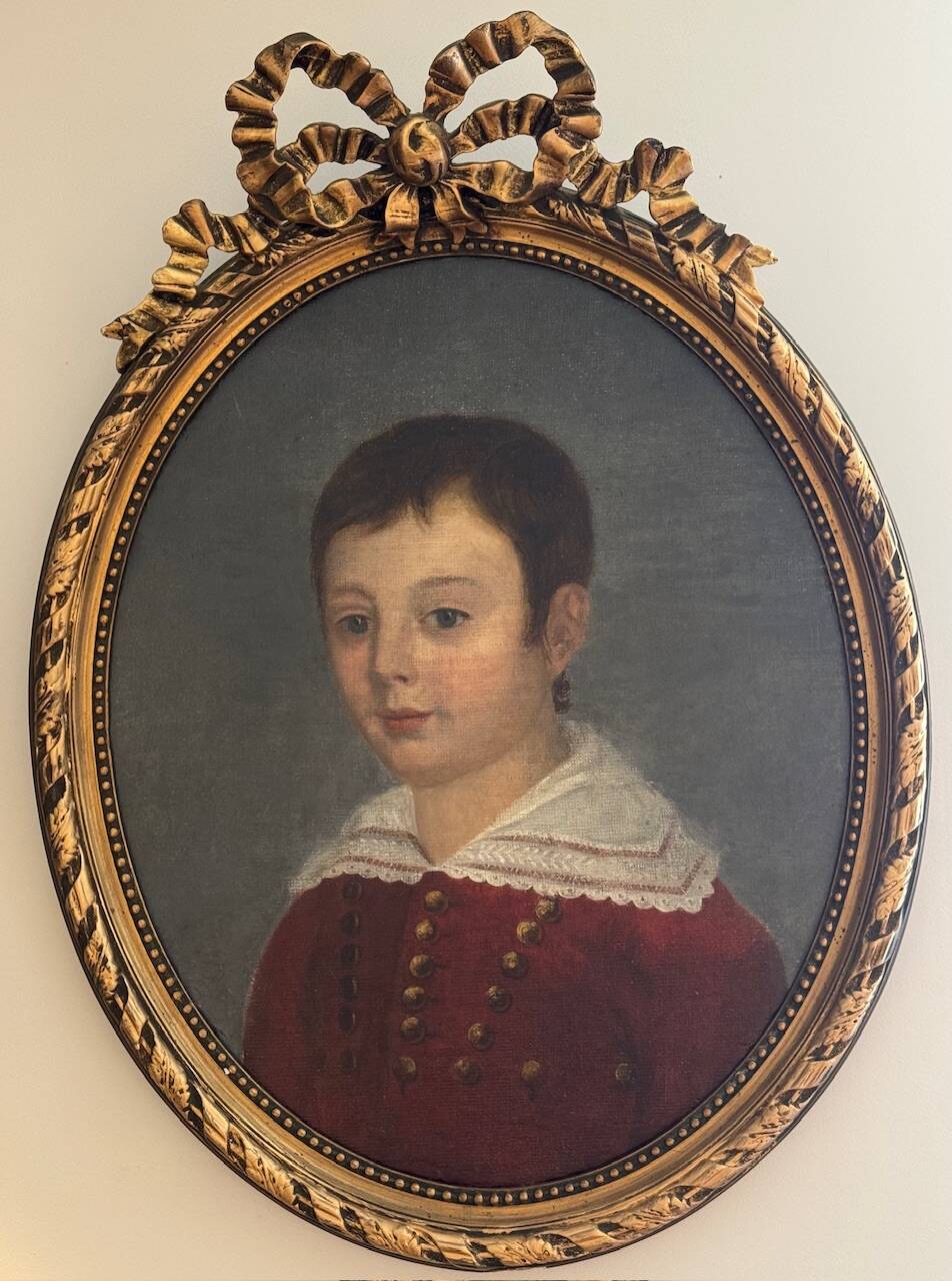 Old painting, portrait of a young boy 19th century
