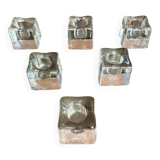 Set of 6 Blenko Ice Design Candle Holders Glass 1970s Vintage