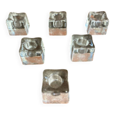 Set of 6 Blenko Ice Design Candle Holders Glass 1970s Vintage
