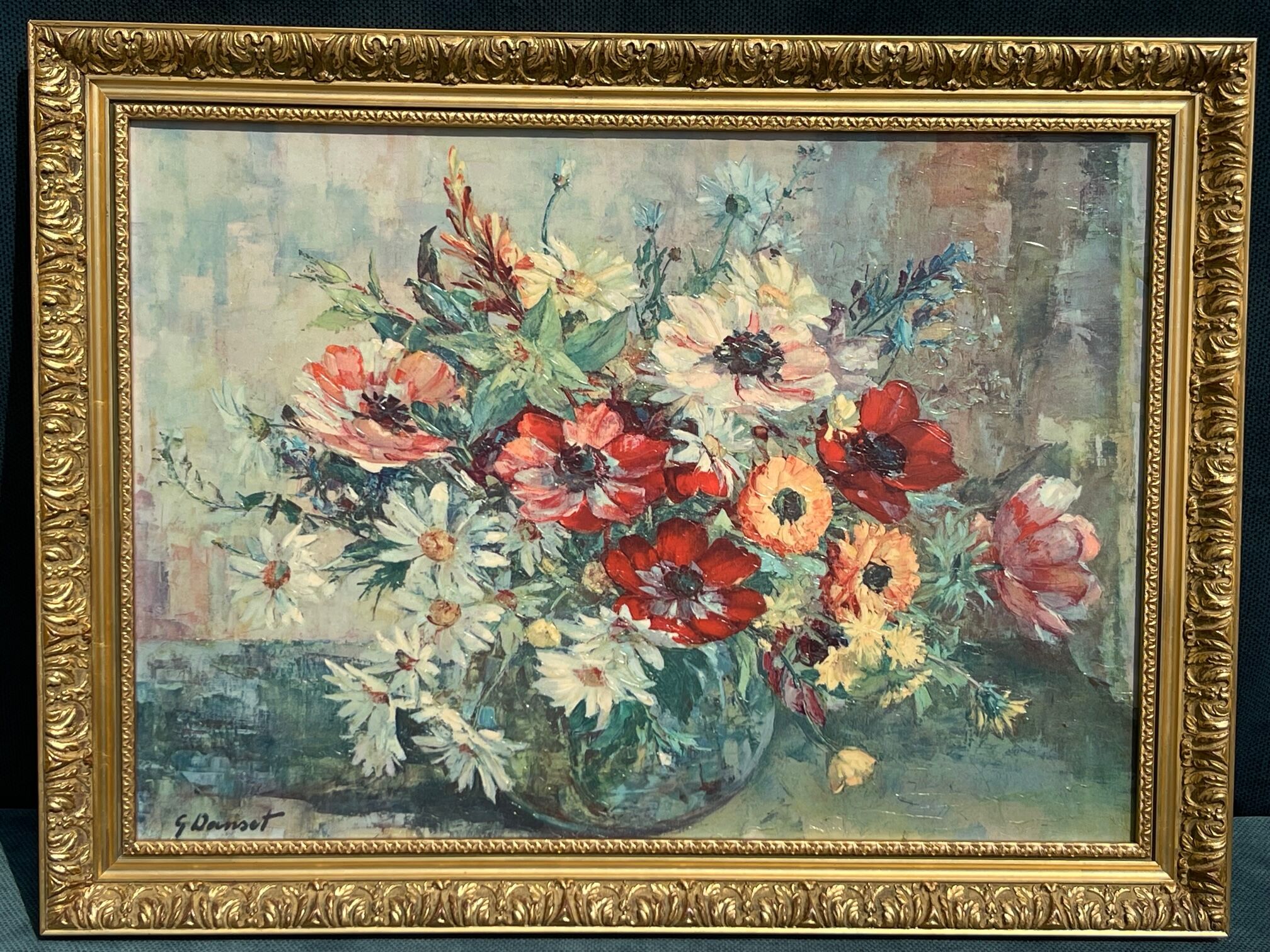 Oil painting on canvas bouquet of flowers g. dance