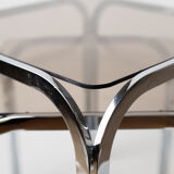 Pair of chrome nesting tables with smoked glass tops