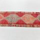 Tapis kilim ancien tons rouges et gris, motifs géométriques turcs,99x343 Cm