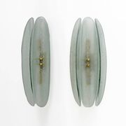 Pair of Mid-century Modern Aqua Green Murano Glass Sconc