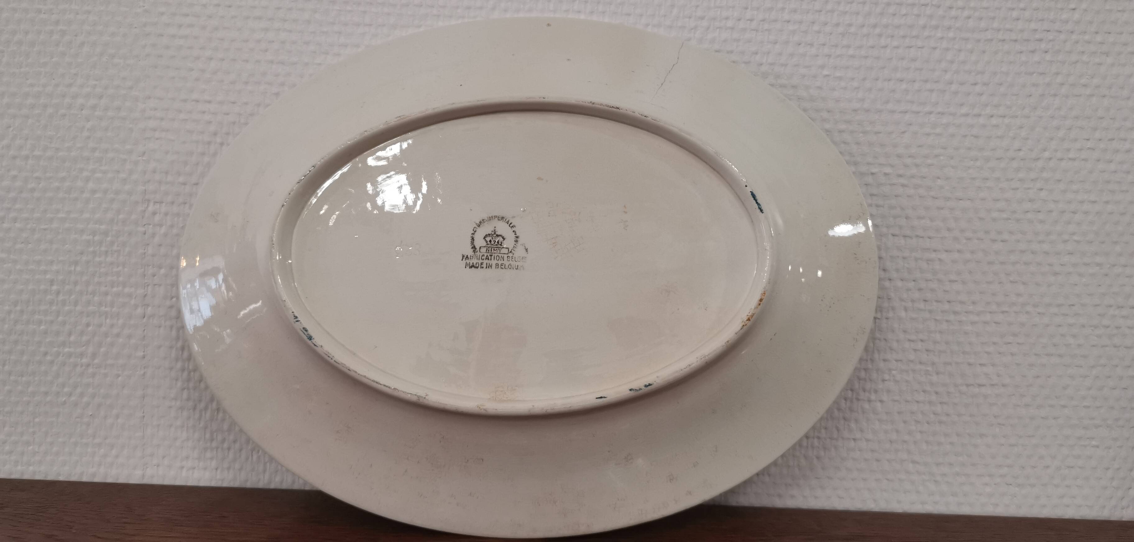 Old oval dish Manufacture Impériale et royale Belgium model Nimy