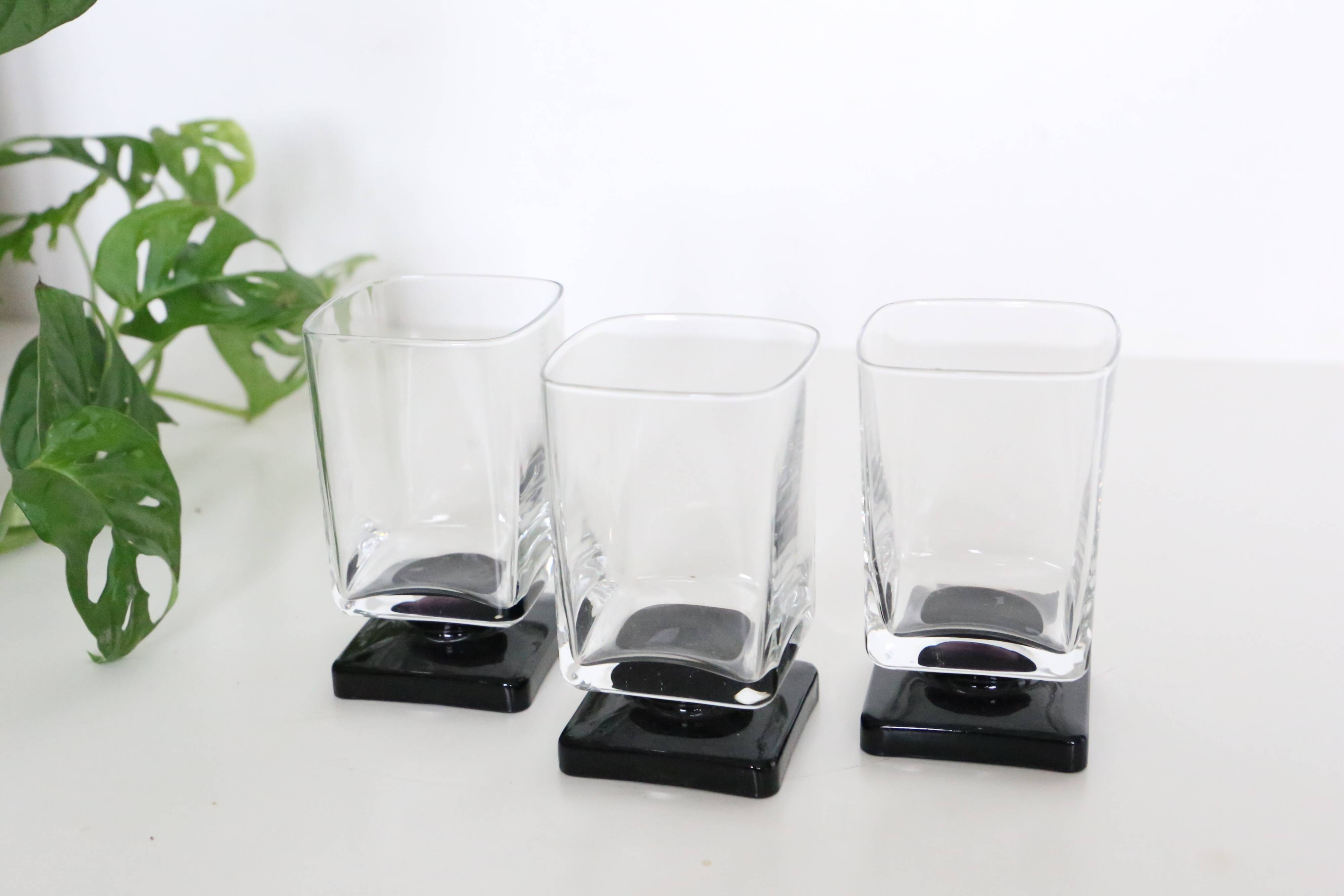 Set de 3 verres à pied, vintage, 1960, mid century