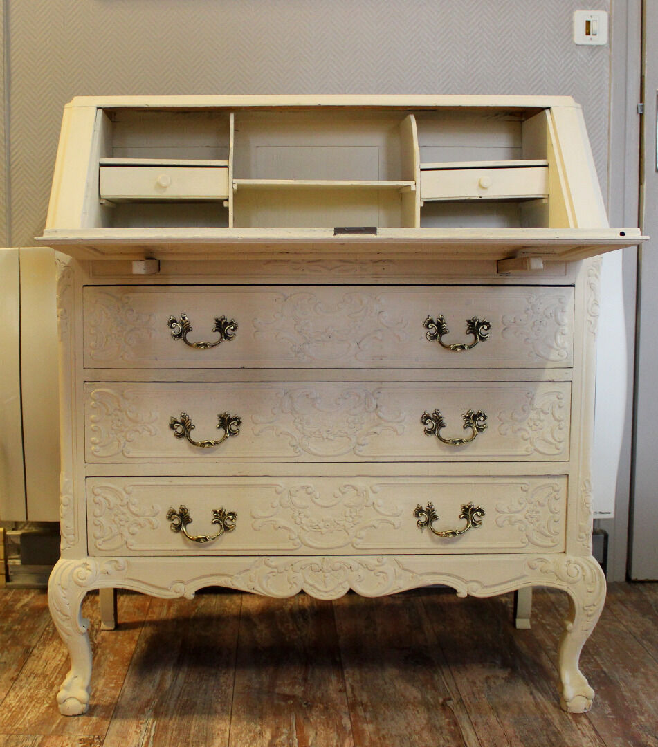 Baroque secretaire Louis XV lacquered wooden dresser