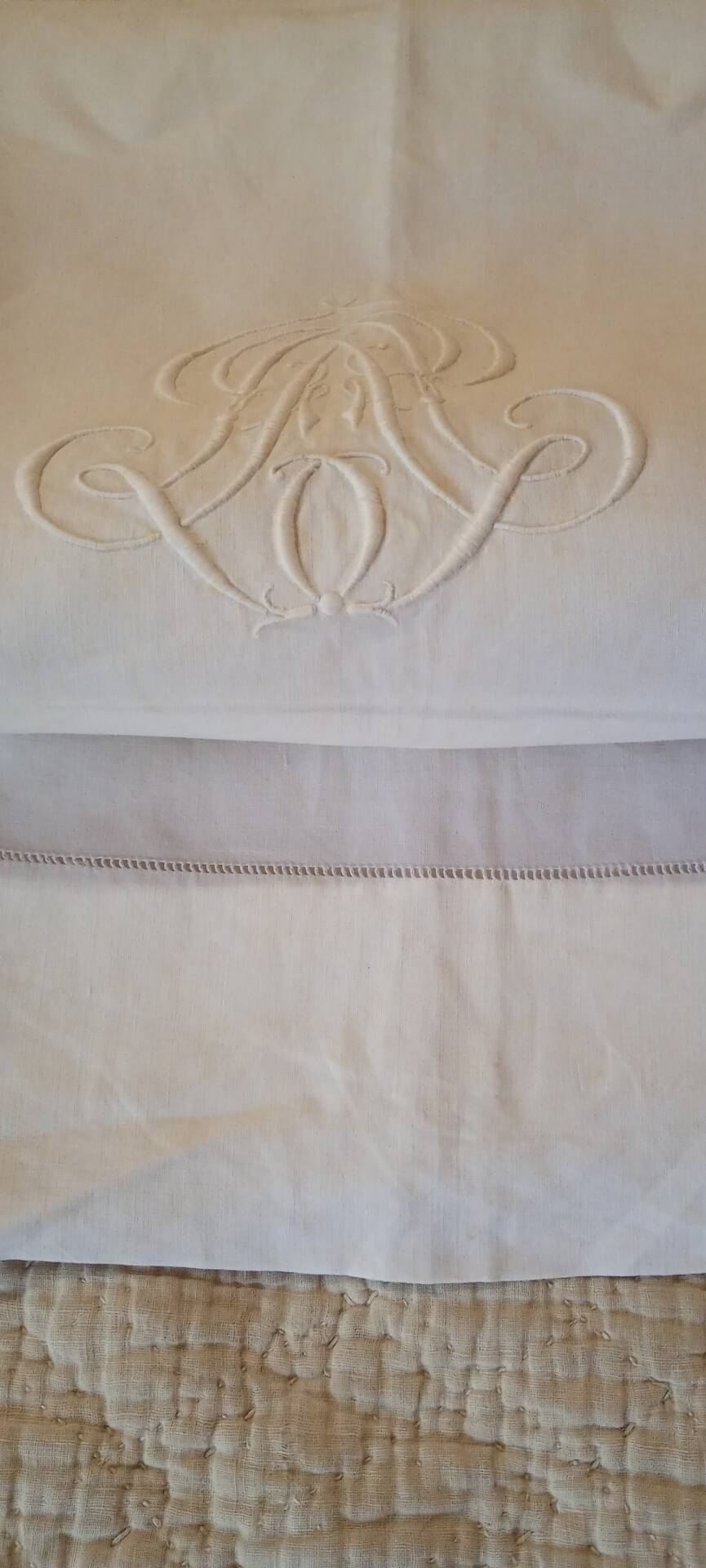 Antique monogrammed fabric
