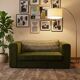 Vintage Two-seater Sofa, Deep Green Velvet, Cuschion patterns