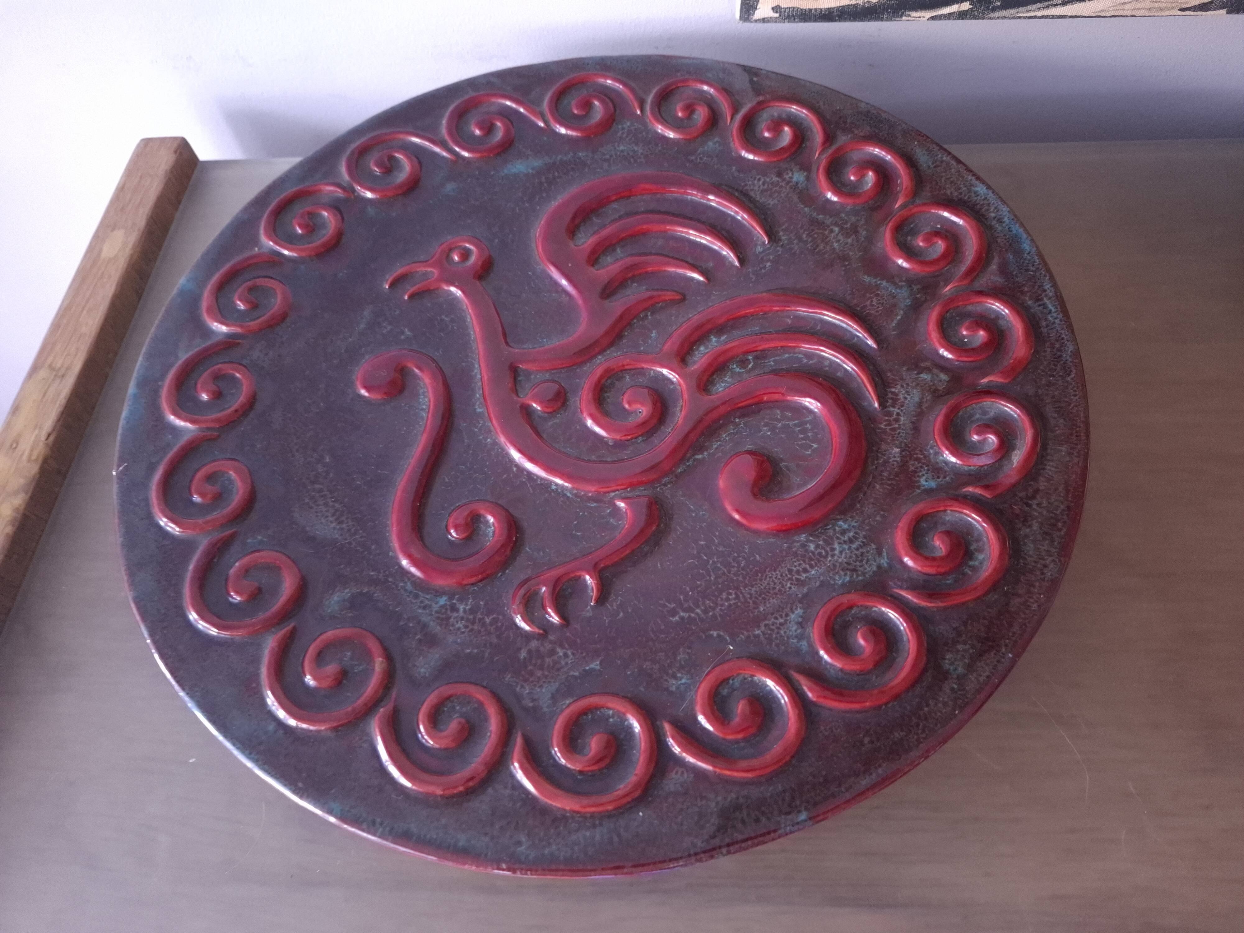 Ceramique annees 50's decor d'oiseau