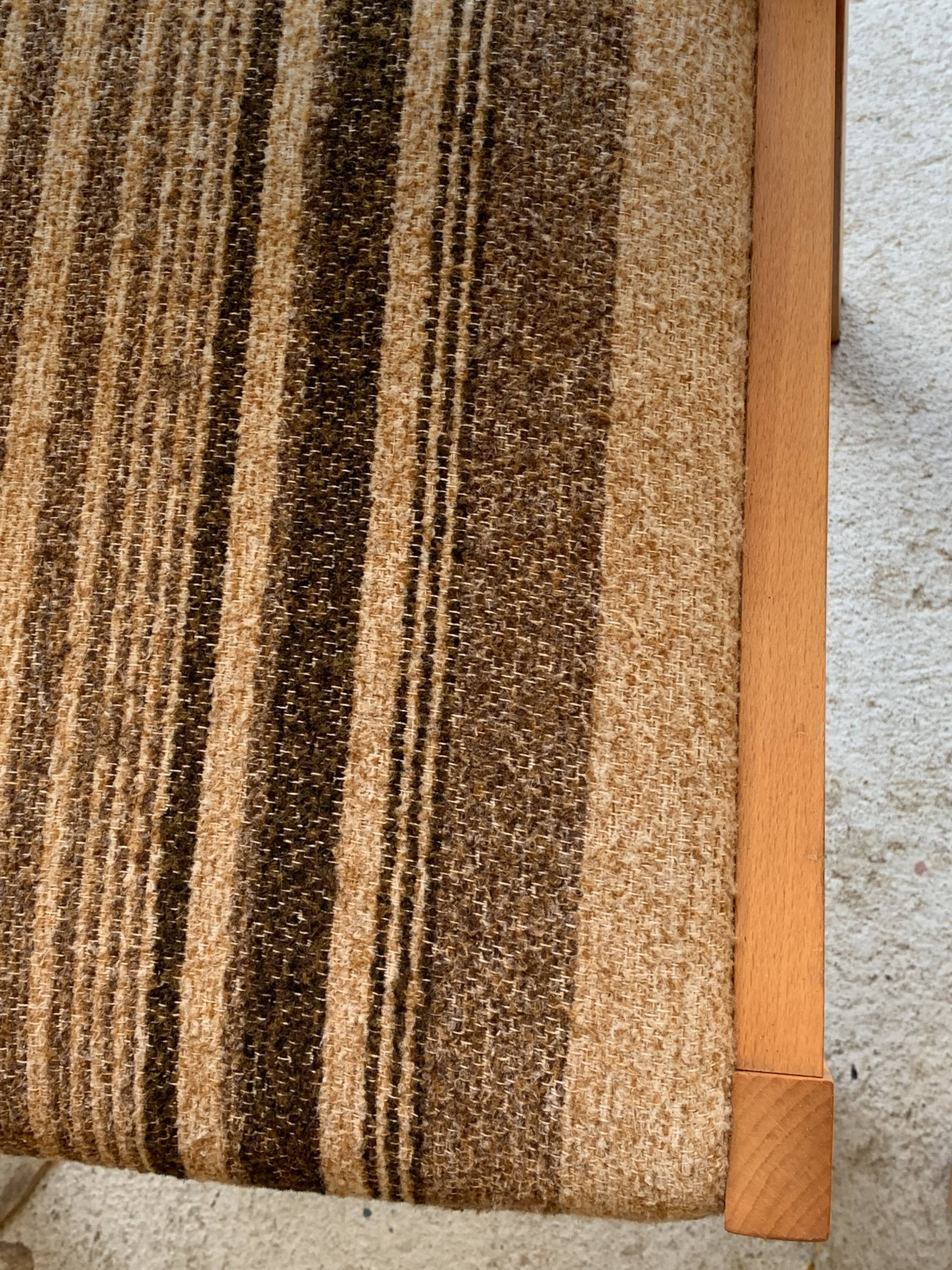 Suite of 4 chairs self beech brass and wool 1960