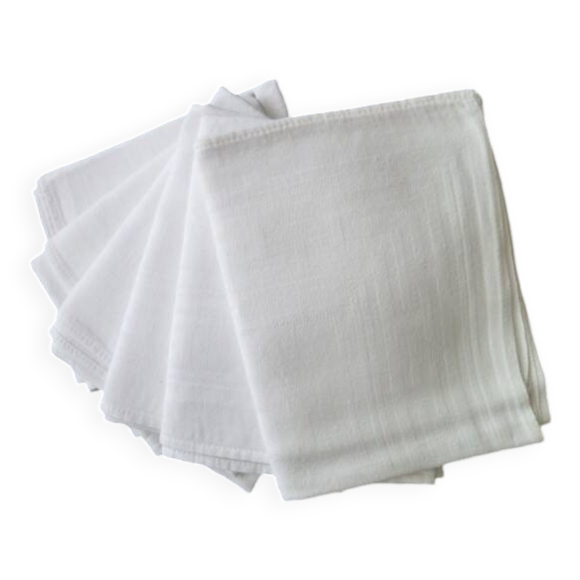 6 White Damask Cotton Napkins 52 x 57 cm