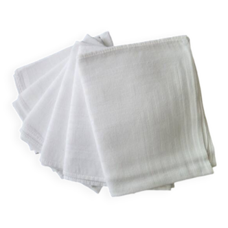 6 White Damask Cotton Napkins 52 x 57 cm