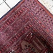 Handmade vintage Uzbek Bukhara rug 95cm x 157cm, 1950s