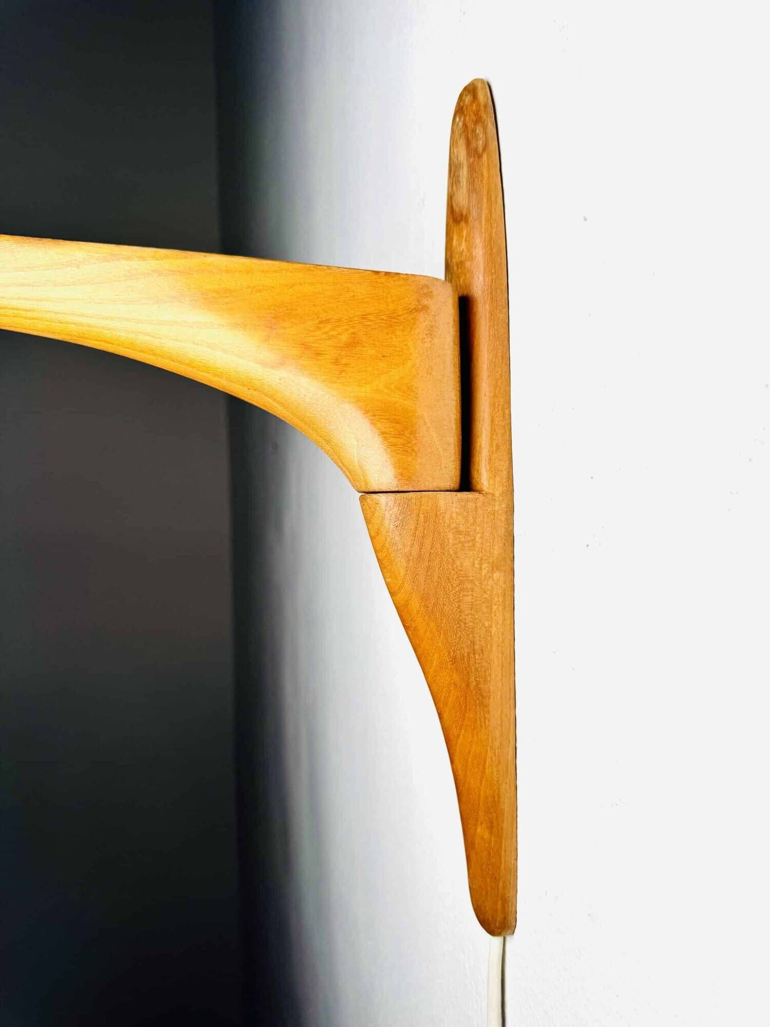 Swivel Arm Teak Wall Lamp With Pine Veneer Shade By Unknown Designer, Sweden 1960S