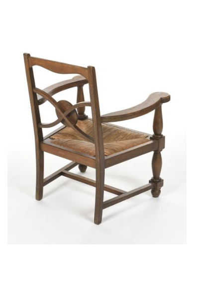 Solid oak structure chair and mulched-trimmed seat circa 1940