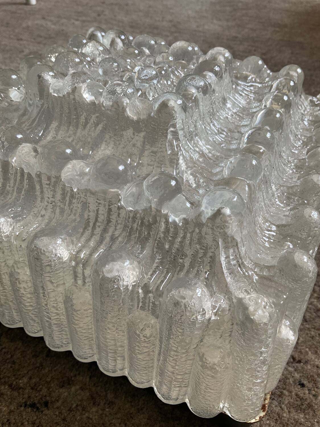 70s molded glass ceiling or wall light