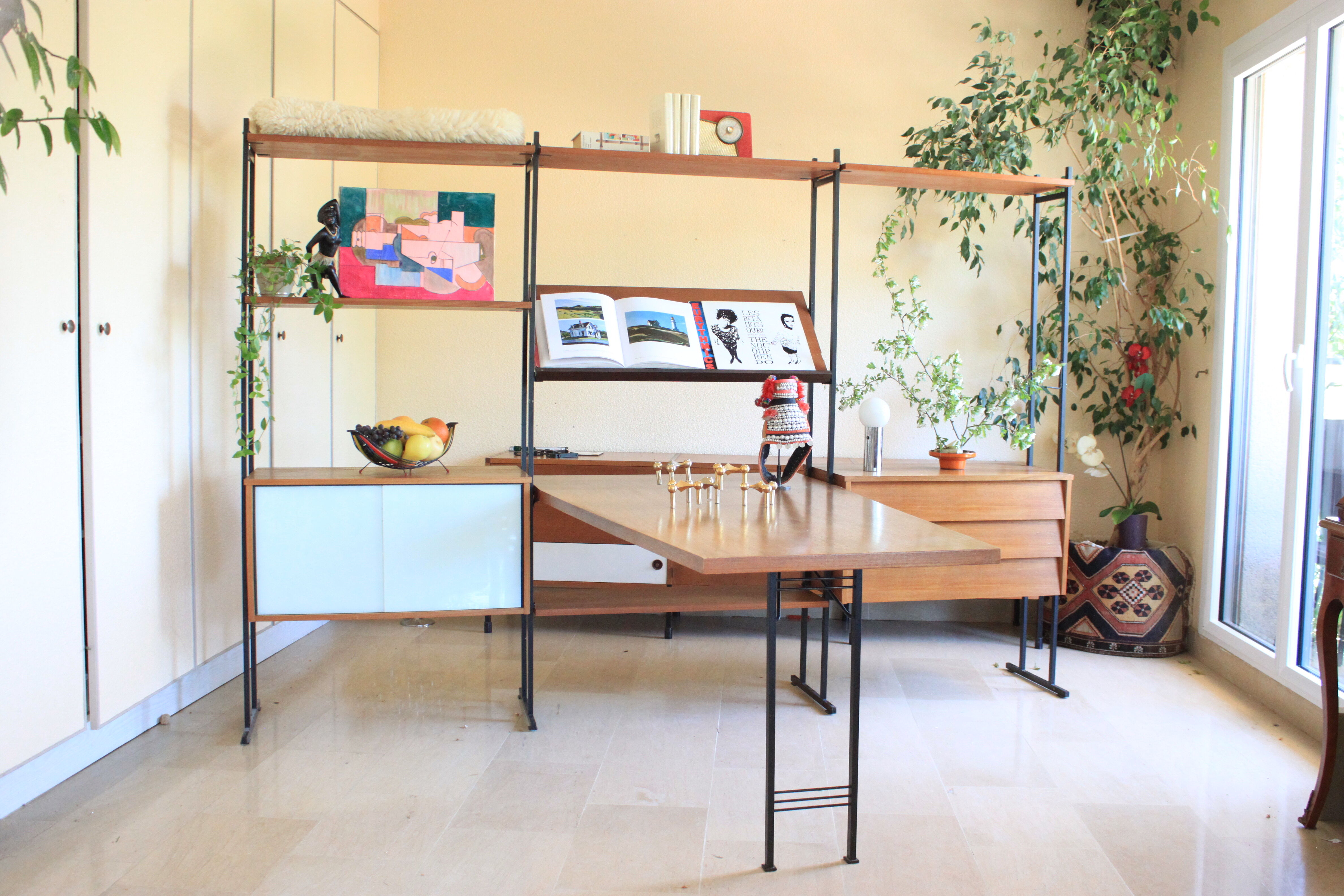 Huge shelf library Swedish desk teak, string.