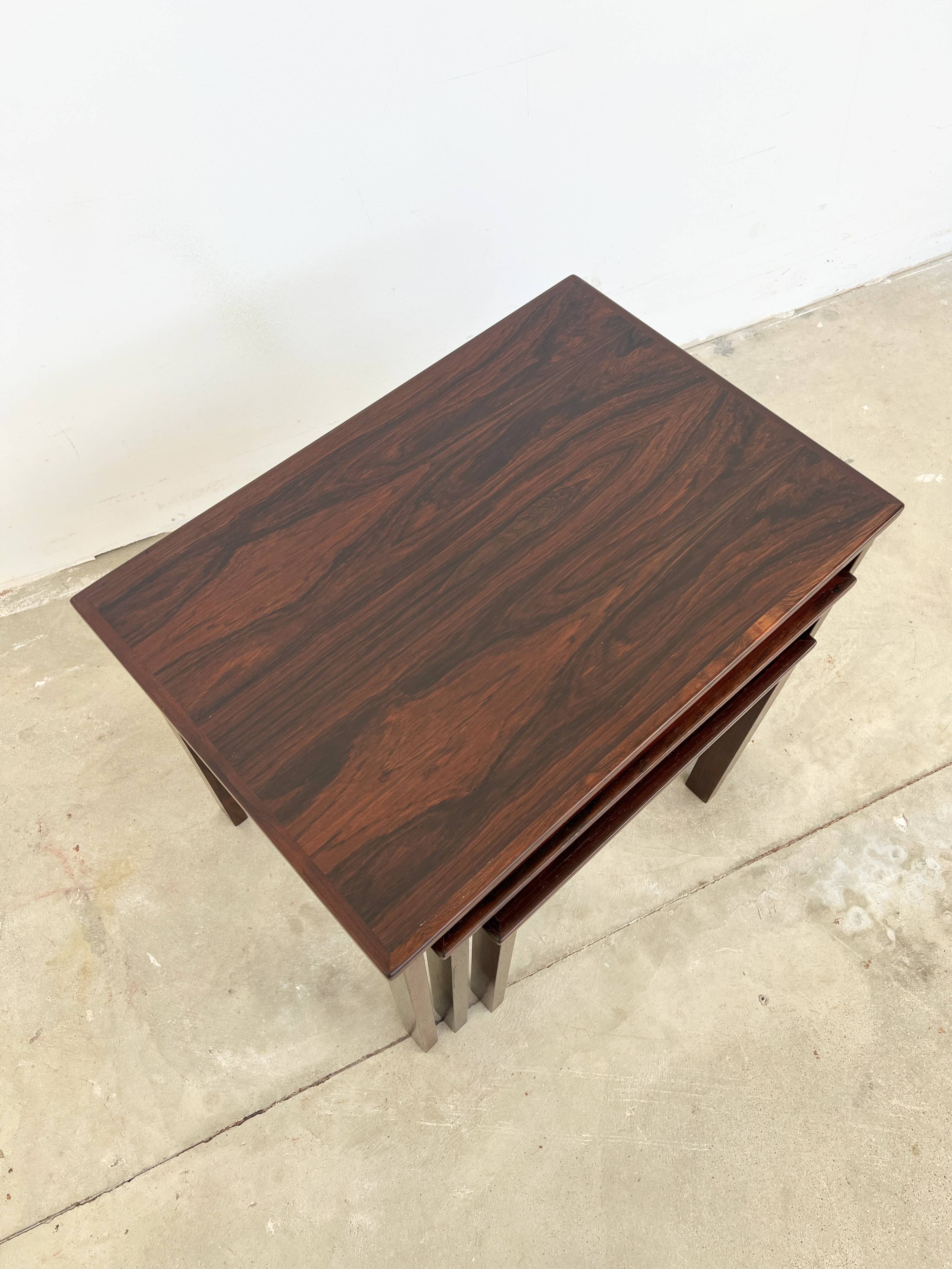 Nest of tables in rosewood, Denmark, 1960s.