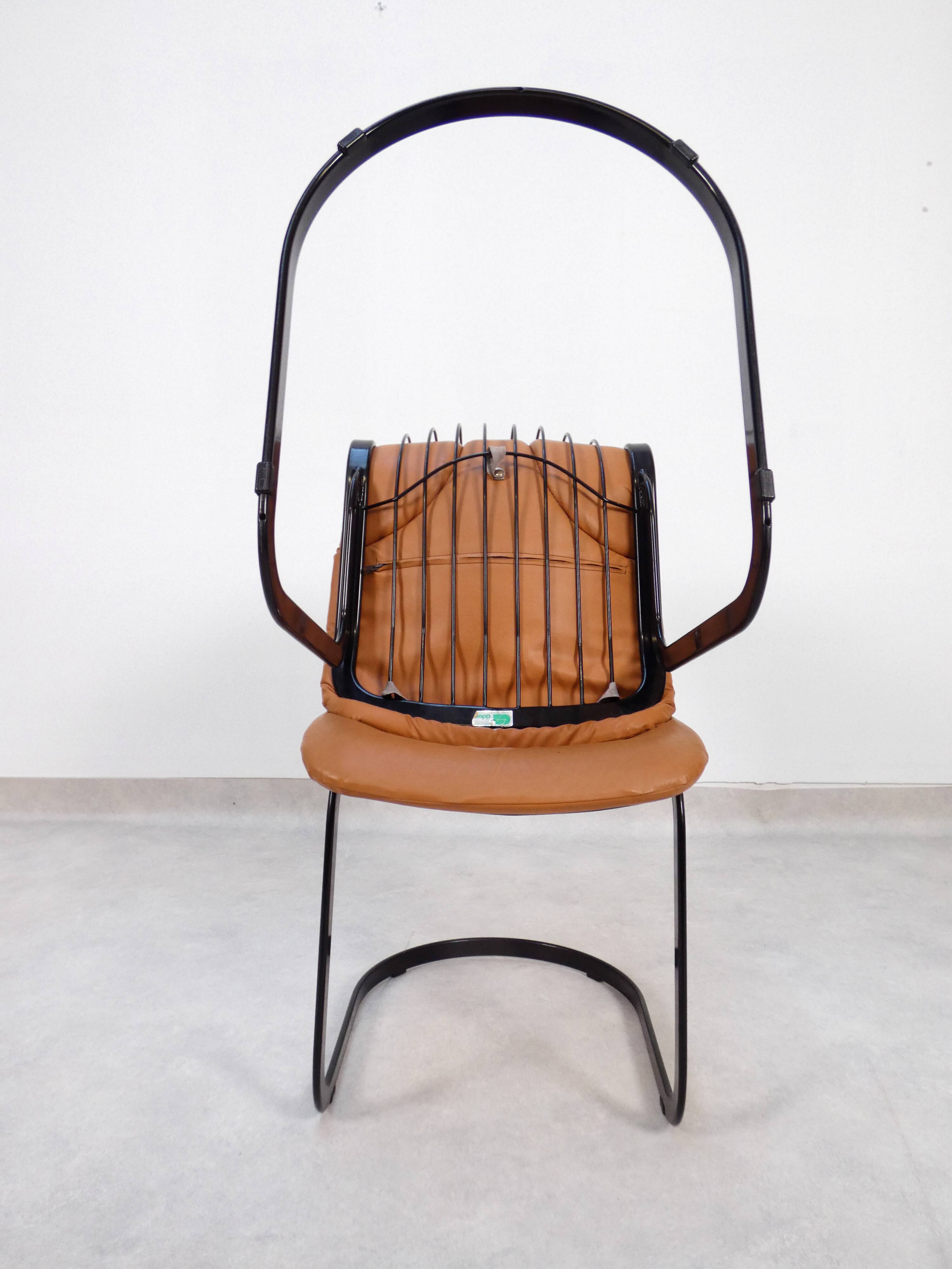 Chaises Willy Rizzo pour Cidue Italie - cuir
