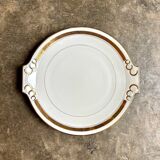 Round dish with ears in white and gold porcelain