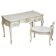 Bureau plat style Louis XV antique peint avec tabouret