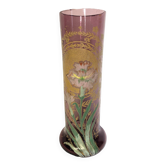 Legras Montjoye, vase violet verre émaillé œillet vers 1900