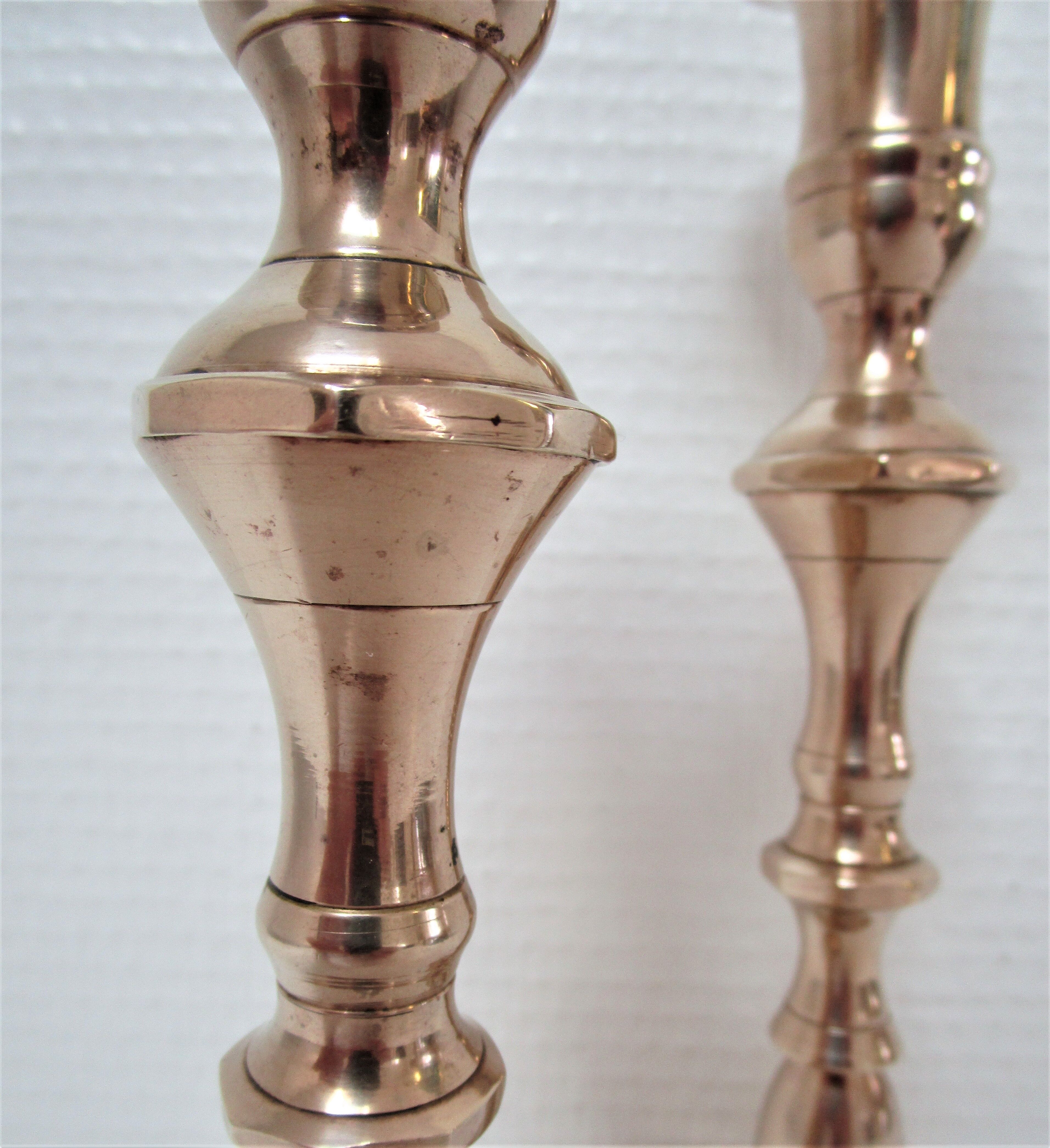 Pair of neo classic solid brass candle holders 60s