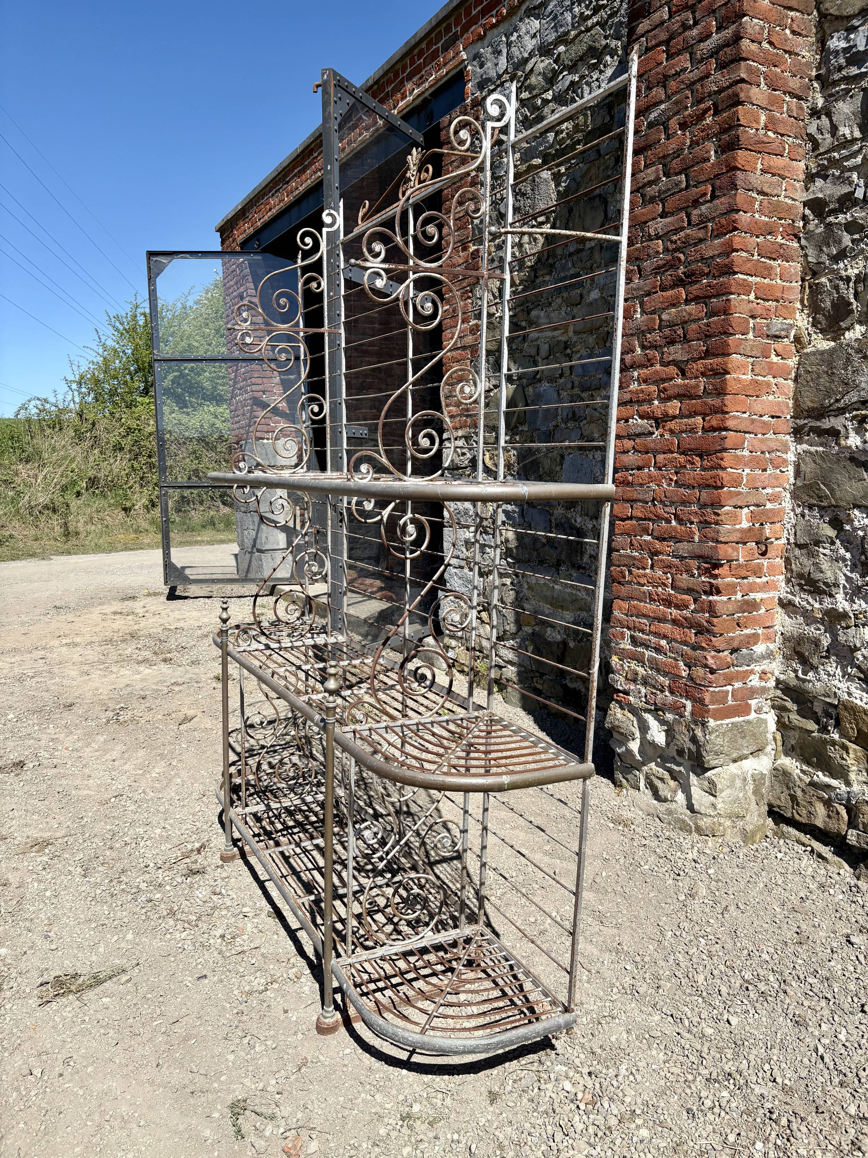 Large garden shelf / console in wrought iron – 19th century style