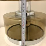 Vintage table lamp smoked glass and stainless 19x stainless steel