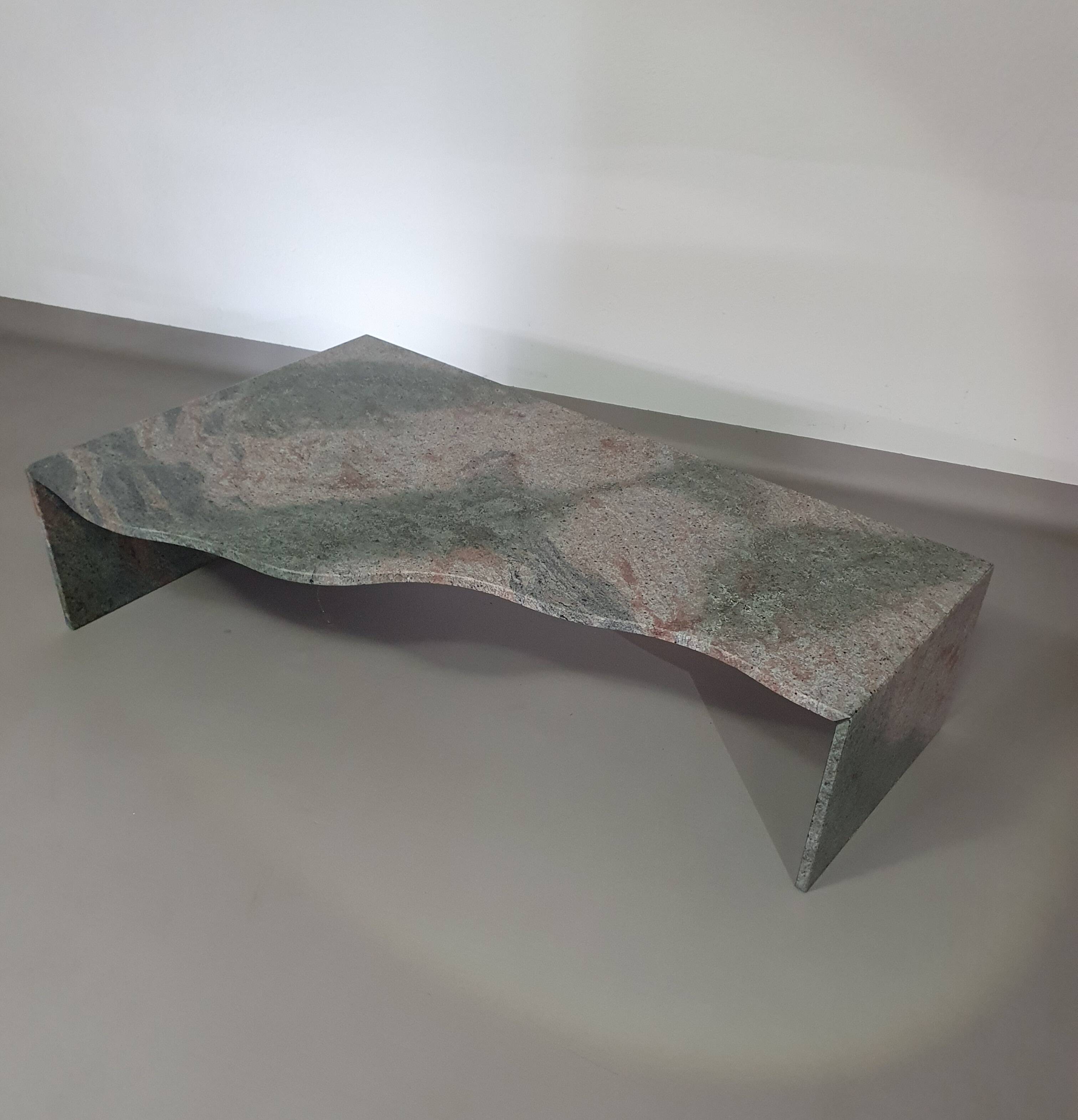 Free form granite coffee table graduated wavy front. Holland '70