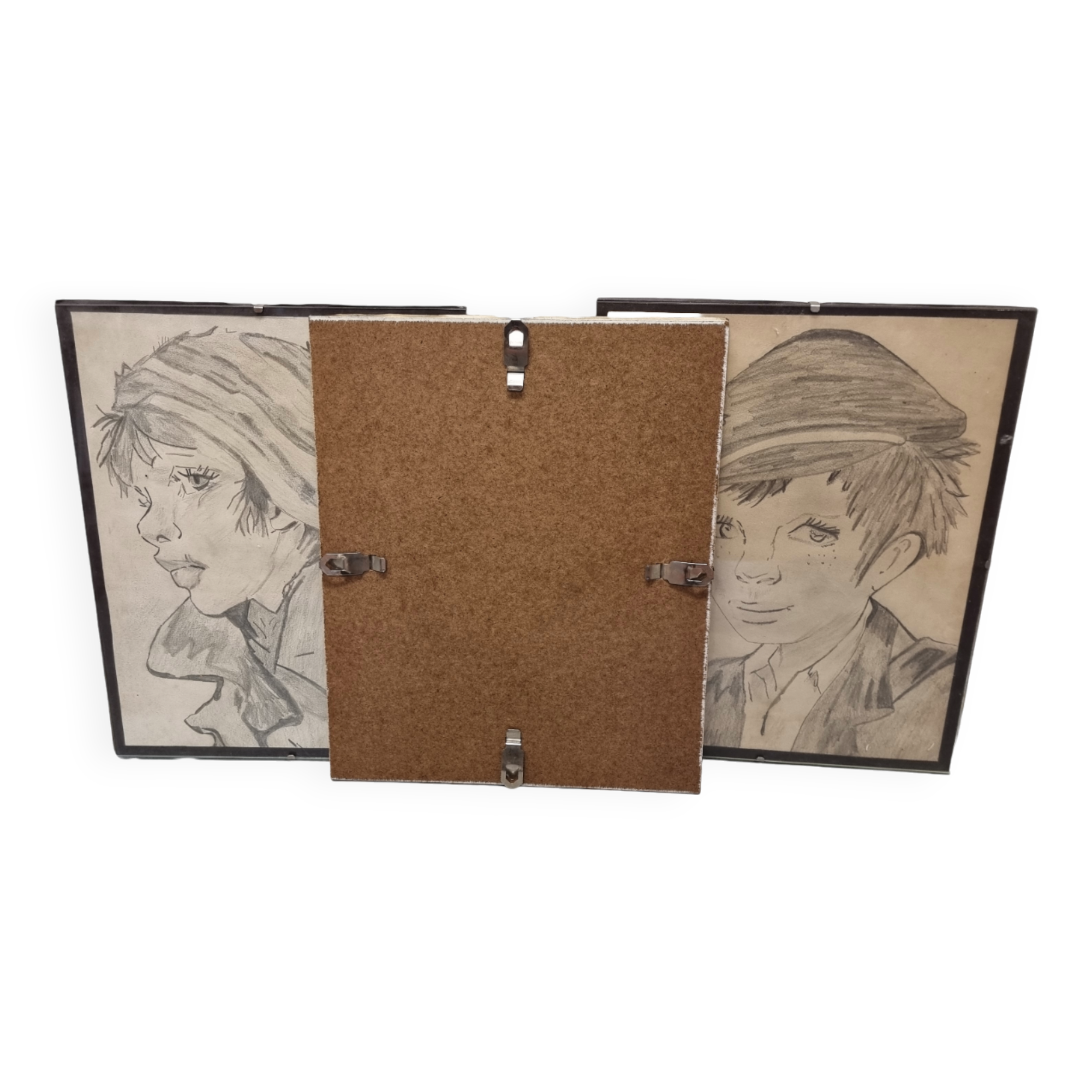 3 French Drawings Of Children, Mid 20th Century