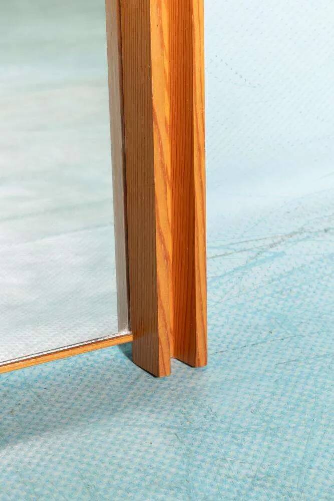 Miroir suédois minimaliste en bois de pin Japandi des années 70