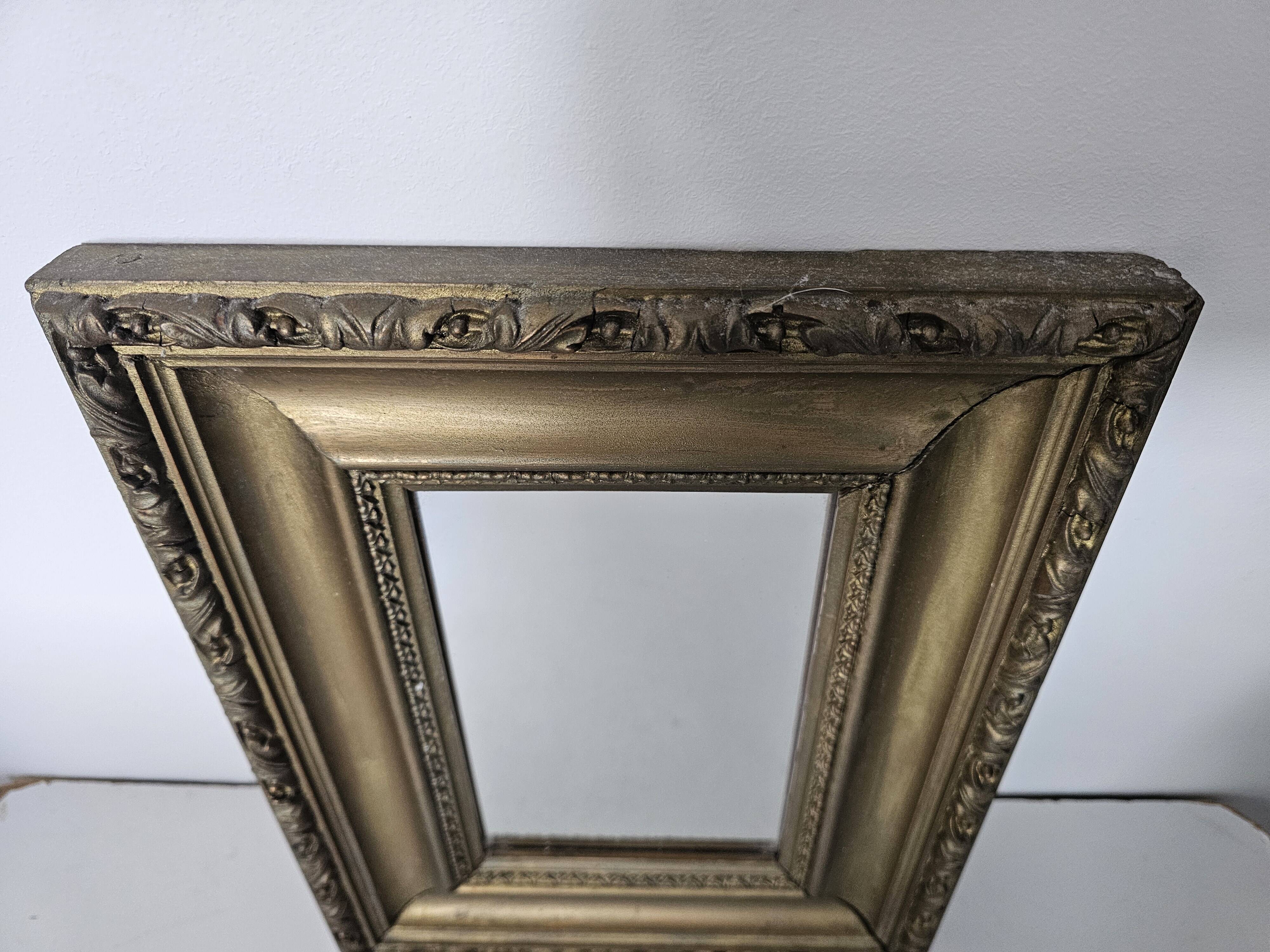 Antique Rectangular Mirror with a gilded wooden frame 35cm x 27cm