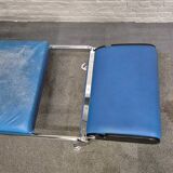 Blue leather lounge chair futuro 3 by massimo iosa ghini for moroso - italy 1980's