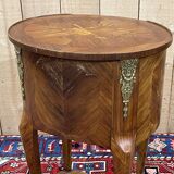 3-drawer side table in rosewood and oak, 1970s Louis XV style work