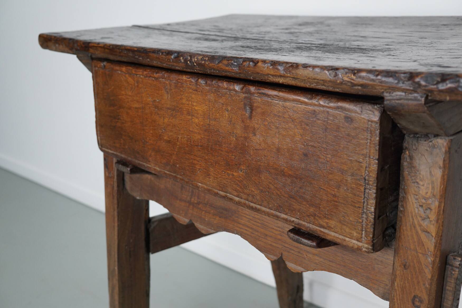 Antique Spanish Rustic Chestnut Side Table/Console, 18th Century