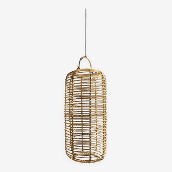 Large lantern-shaped rattan pendant lamp H50 D24