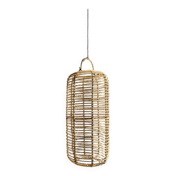 Large lantern-shaped rattan pendant lamp H50 D24