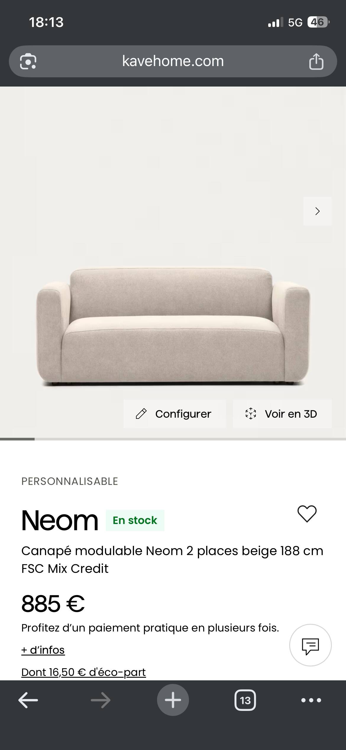 Kave Home Neom model sofa