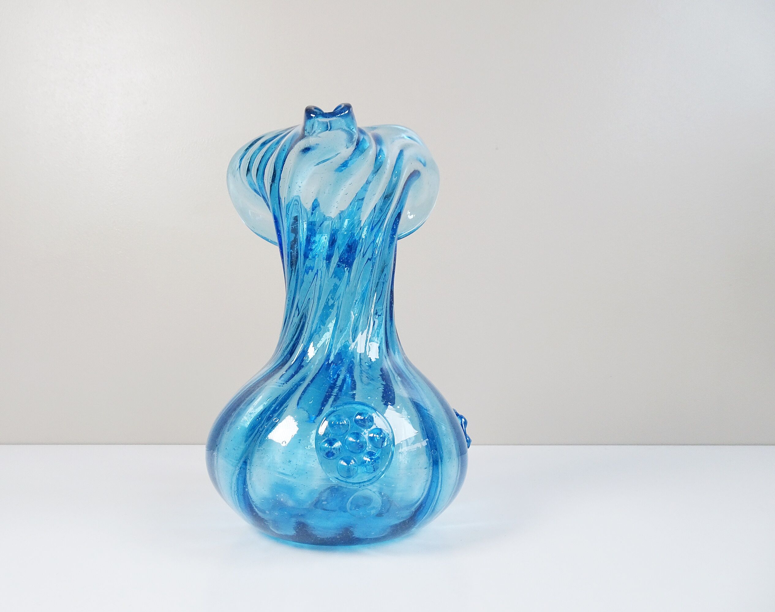 Blue glass art vase