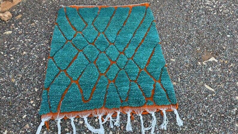 Traditional handmade Berber rug blue size 1.5/2.5 m