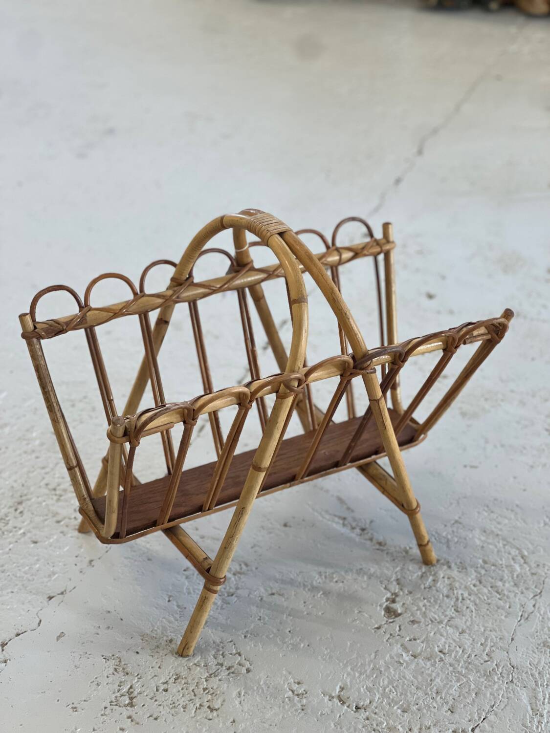 Rattan magazine rack