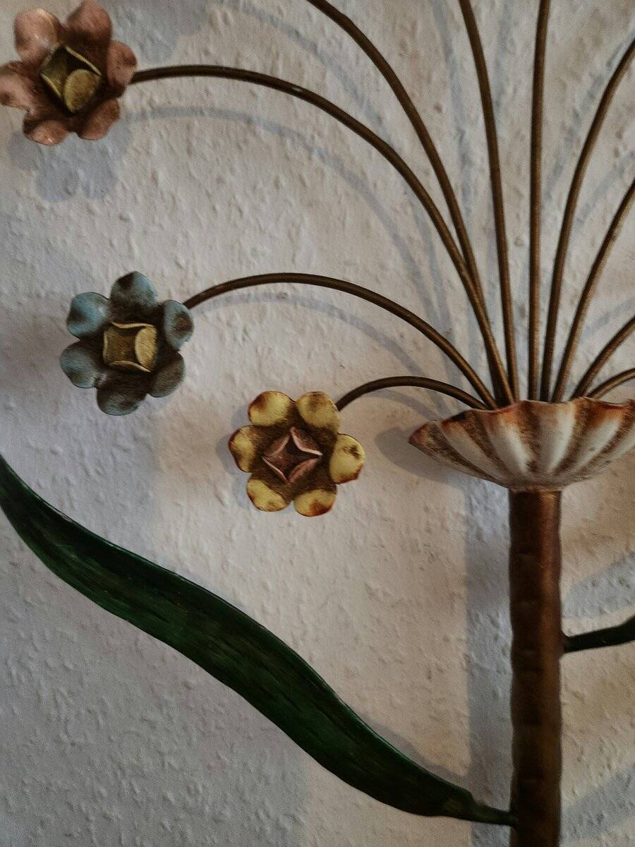 XL Vintage Mid-Century handmade 2 light bouquet wall lamp Italy 1950-1970