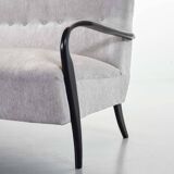 Guglielmo Ulrich Two Seat Sofa in Grey Silver Fabric. Italy, 1950s