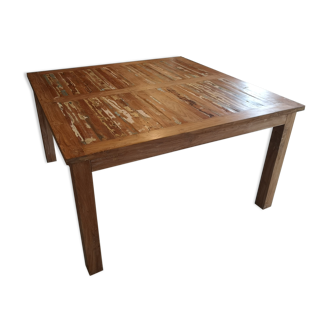 Square cerused wood table